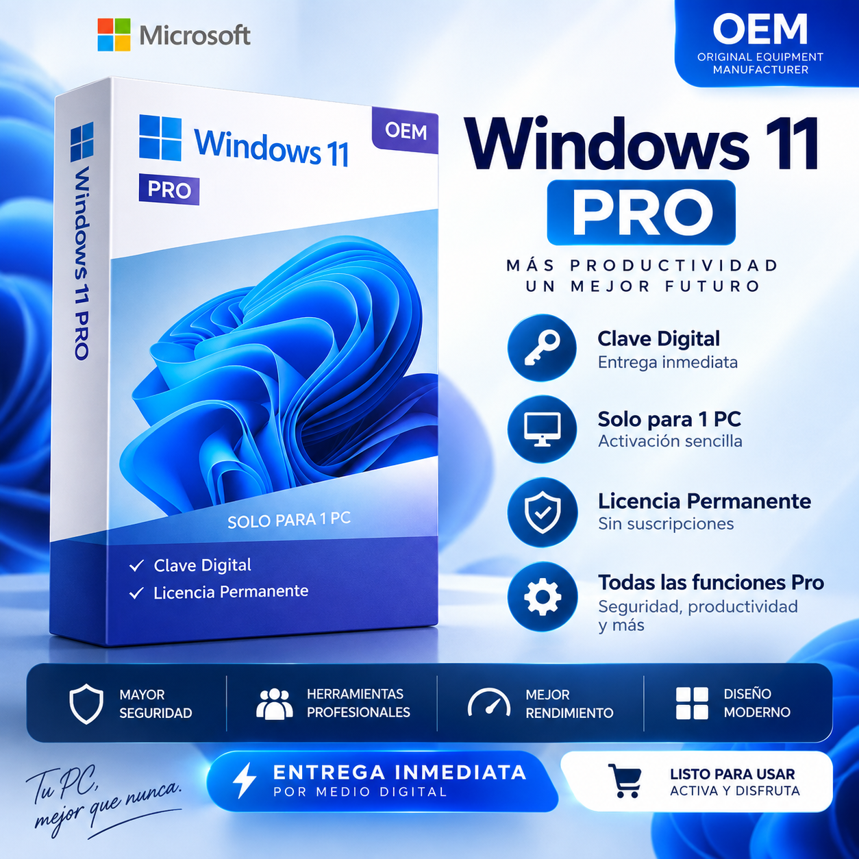 Caja digital de Windows 11 Pro OEM